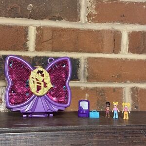 Polly Pocket Butterfly Playset with Sequins Gymnastics Set with Girls